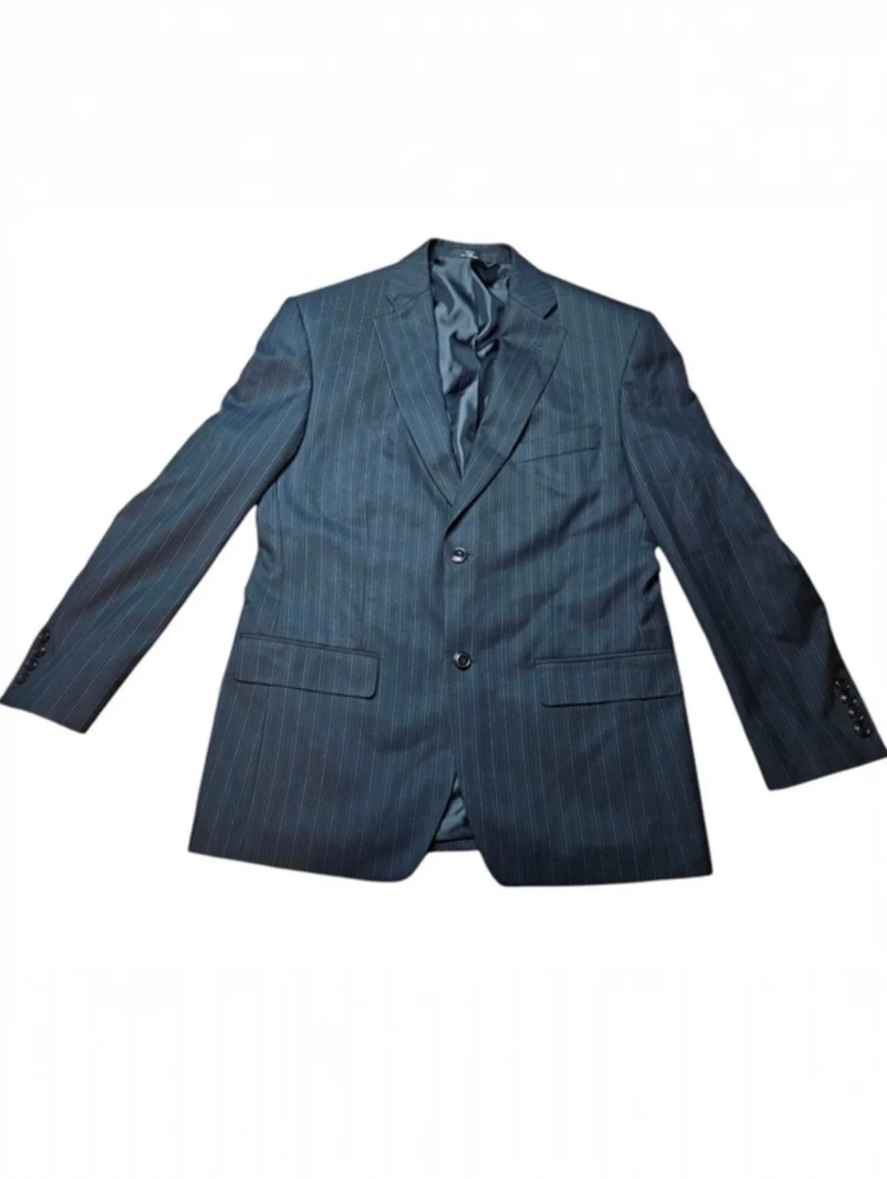 Haggar 40R Black with Light Blue Pin Stripe Sport Suit Jacket